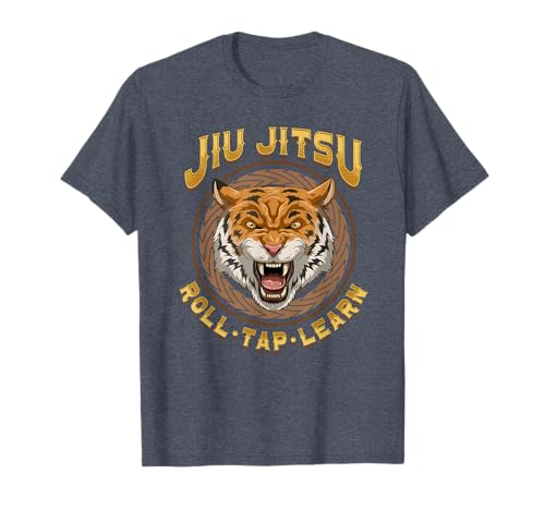 Jiu Jitsu Roll Tap Learn - Grappling BJJ Tiger Head Maglietta