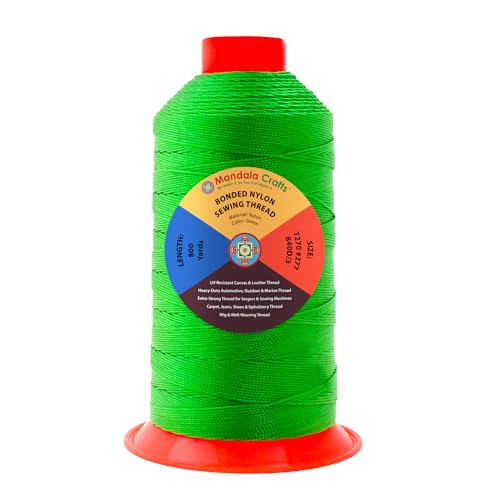 Mandala Crafts Size 277 840D T270 Green Bonded Nylon Thread, 800 YDs