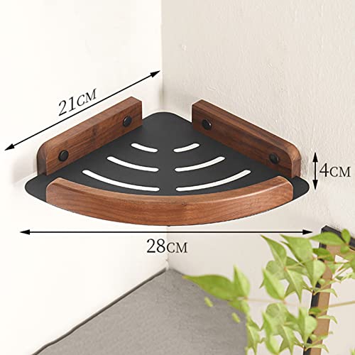 Almacenamiento de ducha de esquina estante de baño de madera de 2 capas 4