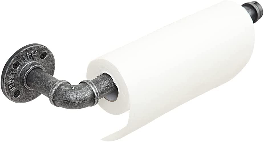 LINKPIPES Industrial Pipe Paper Towel Holder, Kitchen Roll Dispenser Under Cabinet Rustic Paper Towel Holder-Wall Mounted