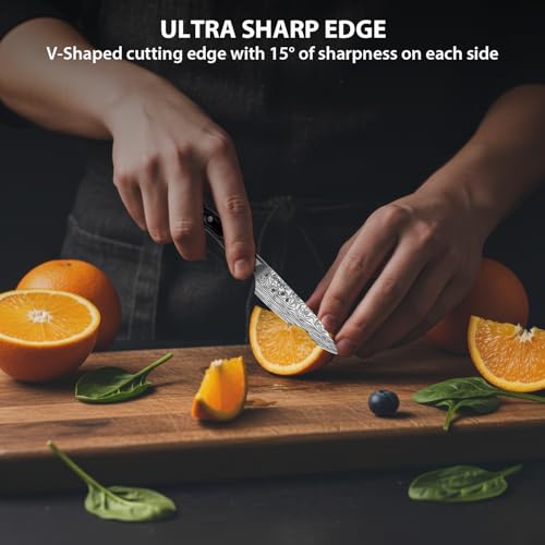 MOSFiATA 4 Inch Paring Knife, Kitchen Knife Fruit Knives with Sheath, German High Carbon Stainless Steel EN1.4116 Precision Cooking Vegetable Knife for Carving, Peeling, Trimming - image 6