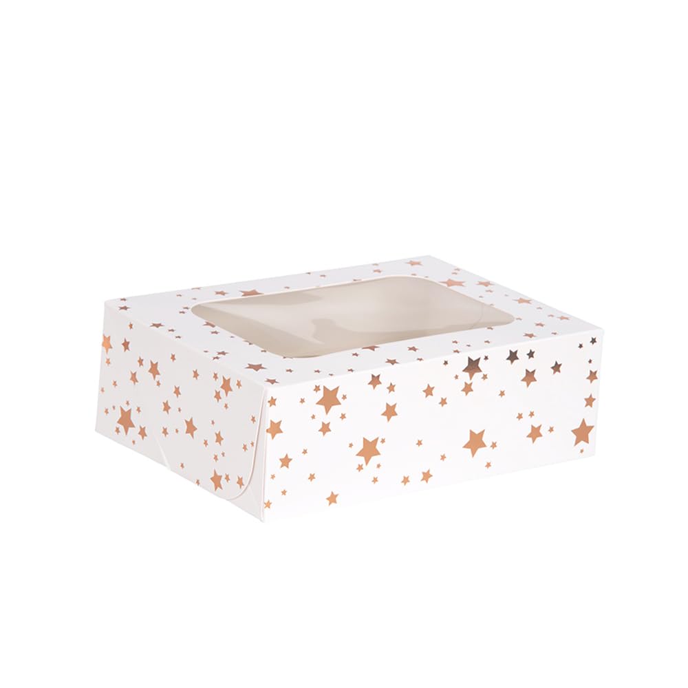Anniversary House Cupcake for 6 Cupcakes - Gift Boxes for Cakes, Cookies, Brownies & Treats - Rosegold Box Measures 7.5 x 16 x 23cm (3 x 6.3 x 9")