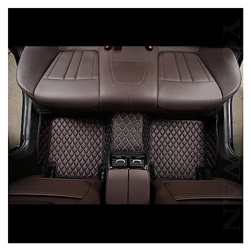 Tapis de sol voiture antidérapant en cuir étanche noir surpiqûre rouge arrière