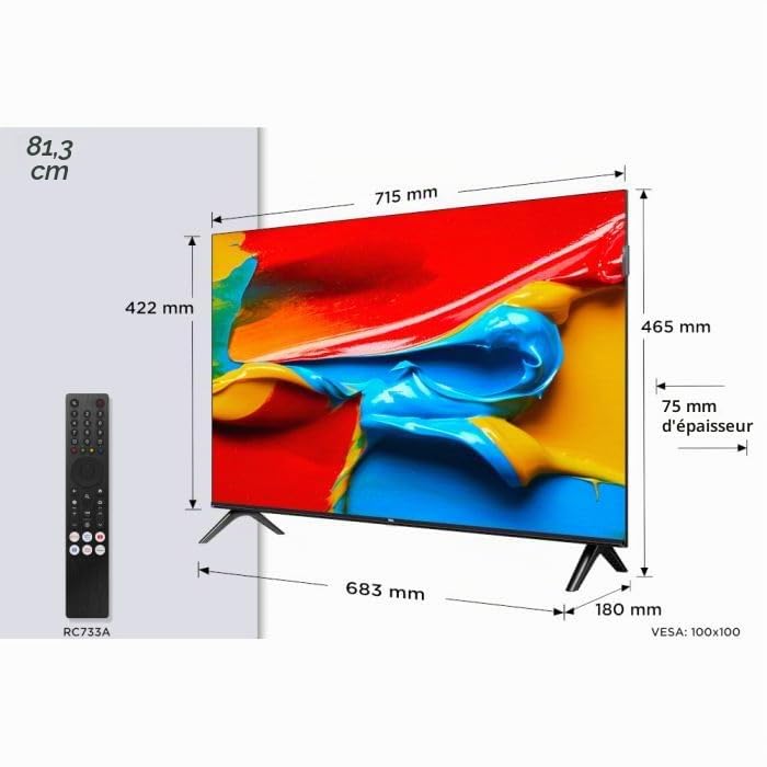 TCL 32V4C 32" HD Smart QLED TV Android HDR Google Cast Google Home