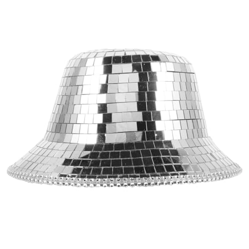 Chapeau de cowboy disco miroir argenté pour fête festival et soirée à thème rétro