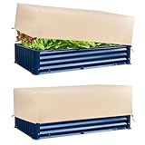 LUCKIPLUS Plant Freeze Protection Cover 2 Pack with Elastic Drawstring, 3.54 oz/yd² Winter Frost Blanket Cloth Planter Box Covers for Raised Garden Bed Outdoor Flowers Potted, 43.3 x 15.7 x 17.7INCH