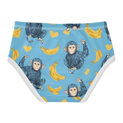 Wusikd Blue Bananas Girls' Underwear Cotton Monkey Girls Briefs Soft Toddler Underwear 2T2