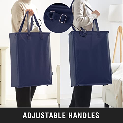 Slim Laundry Hamper With Long Handle 2 Pack, 24" Narrow Clothes Basket, 45L Small Space Storage Bins For Bedroom, Closet, Bathroom-Navy #TOP1