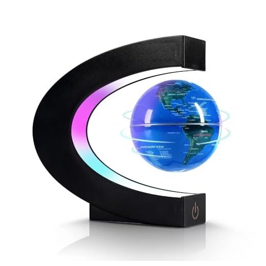 Dracarys Globo galleggiante a levitazione magnetica, globo levitante a forma di C con luci a LED per decorare la scrivania di casa e ufficio, Regalo di compleanno (8,5 cm Globo blu)