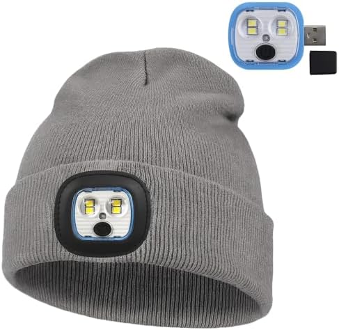 Unisex LED Beanie Hat with Light, USB Rechargeable Headlamp Beanie image 2