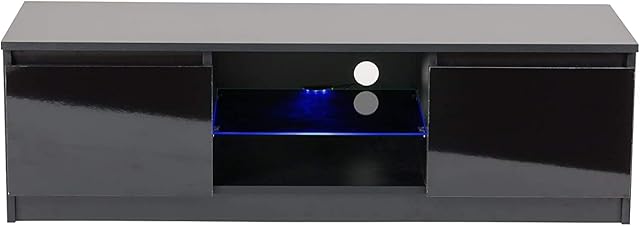 MMT RTV 1400 Black TV Stand Cabinet Unit With LED Lights for 42 49 55 65 inch 4k TV 140cm wide