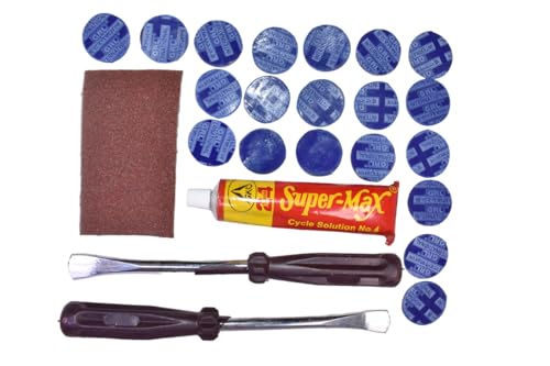 Image of WTH Cycle Tire Puncture Repair Kit, Burst Tyre, Lever, Patch, Glue (24Pcs /Set)