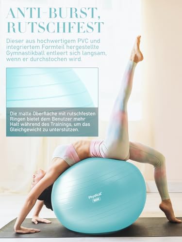 Gymnastiekbal, 55 cm dik, groen en 23 cm, pilatesbal, set, anti-burst, antislip, balansbal, yogabal voor thuis, sportschool en kantoor - Afbeelding 4