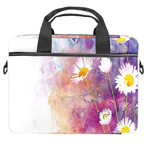 Sacoche à bandoulière pour ordinateur portable au motif artistique de marguerite