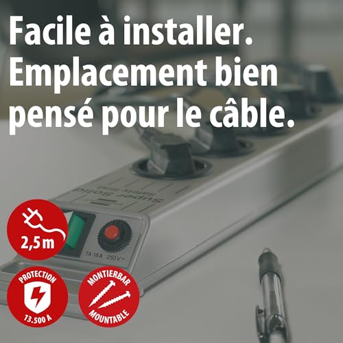 Brennenstuhl Multiprise Super-Solid argenté, 8 Prises, avec parasurtenseur et 2,5m de câble (13.500A) – vue 2