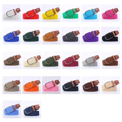 Decorative Belt 2.5cmx100cm /3.3cmx107cm Unisex Belt Casual Knitted Pin Buckle Belt Woven Canvas Elastic Braided Stretch Belts For Women for Country Concert Outfit(2.5cmX100cm,Rose)3