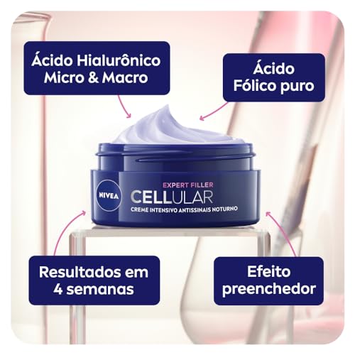 NIVEA Creme Facial Antissinais Cellular Filler Noite 49g - Reduz profundamente as rugas, diminui lin