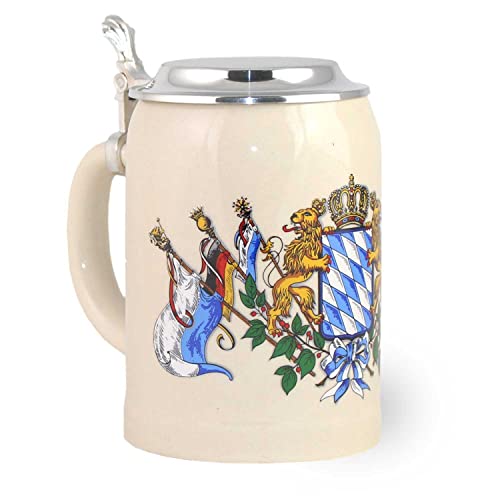 Steinkrug mit Zinndeckel aus Bayern Bierkrug 0,5 Liter