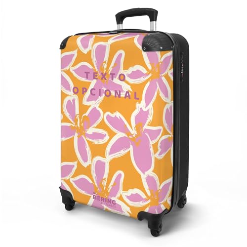 NoBoringSuitcases.com® Maleta de Mano 55x40x20 Personalizada - Maleta de 10 kg con Ruedas, Equipaje de Cabina Tipo Trolley con Motivo Floral, Disponible en Varios Diseños, Apta para Viajar en Avión