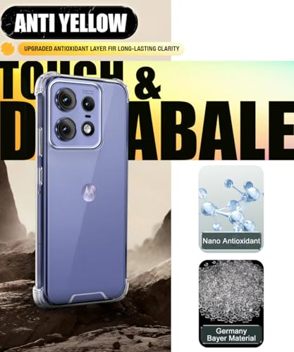 Image of WOW IMAGINE Ultra-Hybrid Crystal Clear Back Case for Motorola Moto Edge 50 Pro | Shockproof Design | Camera Protection Bump | Hard Clear Mobile Back Cover with Cushioned Edges - Transparent