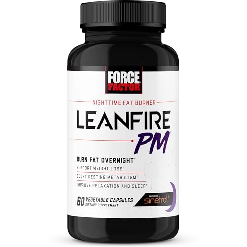 Force Factor LeanFire PM Weight Loss Pills for Women & Men, Fat Burner & Overnight Weight Loss Pills to Burn Fat, Boost Metabolism, Improve Sleep, Powerful Formula for Incredible Results, 60 Capsules