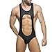 Duohropke Ropa interior para hombre, body de cuerda, mono de una pieza, bikini jockstrap, bodysuit gay, ropa corporal, vendaje, camisa, tanga, tirantes, ropa interior, Negro , L