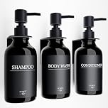 HCYWOC Shampoo Dispenser for Shower Wall, Shampoo and Conditioner Dispenser with 16 Waterproof Labels, No Drill Shower Soap Dispenser Bathroom, Shower Soap Dispenser Wall Mounted, 500ML, 3 Pack, Black
