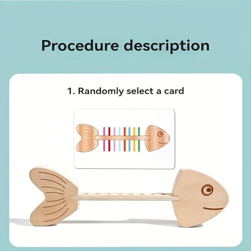 Image of SHINETOY Montessori Toys for 1 to 3 Year Old Boys Girls Toddlers, Wooden Sorting & Stacking Toys for Kids Preschool, Educational Toys, Color Recognition Stacker Shape (Fish Bone Sorting Puzzle)