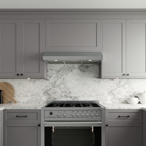 Streamline 36 in. Ostiglia Ductless Undermount 165 CFM Range Hood in Brushed Stainless Steel with Mesh Filters, Push Button Control, LED Lights