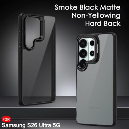 Image of TheGiftKart for Samsung S26 Ultra Case | Shockproof Hard Back Cover | Built-in Stand | Hybrid Shockproof Galaxy S26 Ultra Back Cover Case (PC & TPU, Matte Frosted Back, Translucent Black)