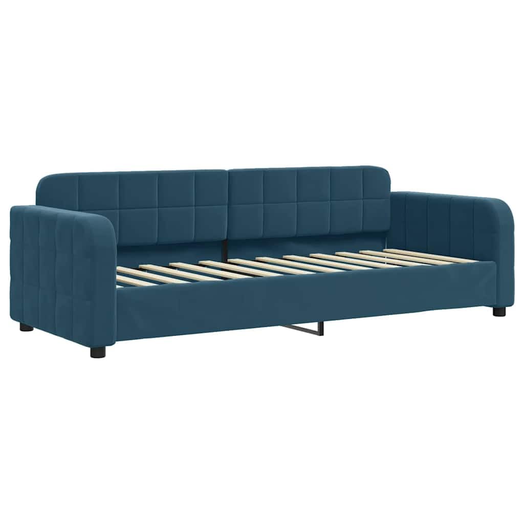 Ausziehbares Tagesbett 80x200 cm Samt Blau 2in1 Schlafsofa mit Zwei Schaumstoffmatratzen platzsparendes Gästebett für Wohn Schlafzimmer Büro