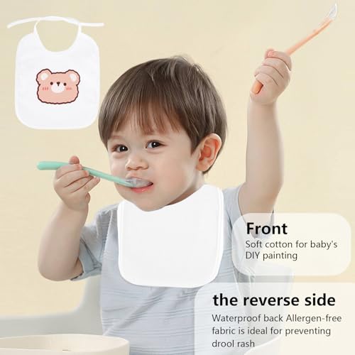 ALAHUGYEF Baby Lätzchen zum Bemalen,12 Stück Babylätzchen Weiß zum Bemalen, Baumwolle Wasserdicht Weiße Lätzchen, Geschenk für Babyshower Party, für Mädchen/Junge