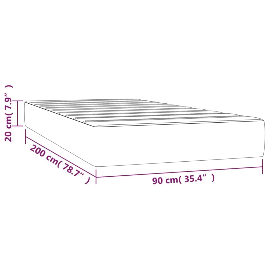 Materasso a molle insacchettate medio, nero, 90 x 200 x 20 cm, tessuto con schiuma fredda traspirante, ergonomico, per chi dorme sulla schiena e sulla pancia, materasso a molle durevole