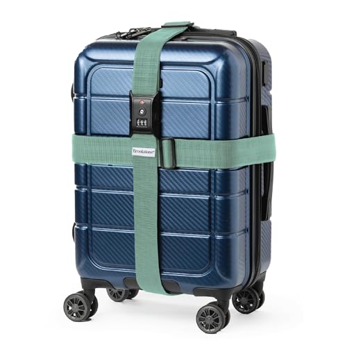 Image of Brookstone Luggage Strap - 2-in-1 TSA-Approved Expandable Luggage Straps for Suitcases with Keyless 3-Digit Combination Lock, Size One Size, Vintage Green
