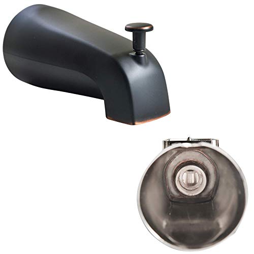 SENTO Oil Bronze Universal Bathroom Tub Spout with Diverter Durable Heavy Duty Metal Bathtub Faucet with Shower Diverter - 4 Inches 1/2 IPS Inside Thread Oil-Rubbed Bronze