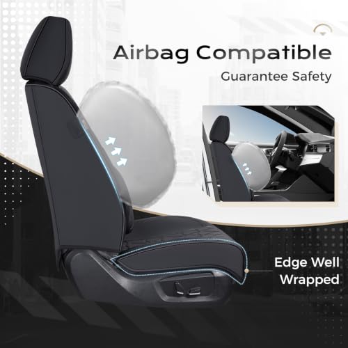 Image of Coverado Seat Covers, Car Front Seat Covers with Backrest, Nappa Leather Car Seat Protectors,Waterproof &Breathable,Anti-Slip Automotive Seat Cushion, Universal Fit for Most Vehicles