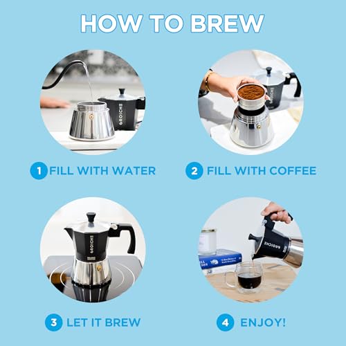 image for GROSCHE Milano Induction Stovetop Espresso Maker Moka Pot for Greca, I