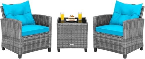 COSTWAY 3PCS Wicker Patio Furniture