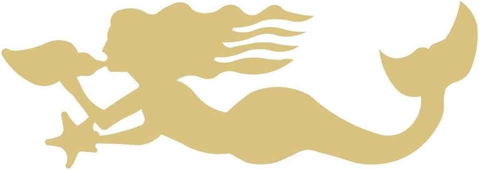 Mermaid Cutout Unfinished Wood Summer Birthday Party Beach House Door Hanger MDF Shape Canvas Style 6