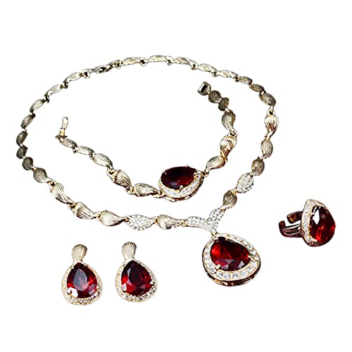ZONEEAKO Conjunto De Joias Com Strass Para Mulheres: Colar, Brincos, Anel, Pulseira