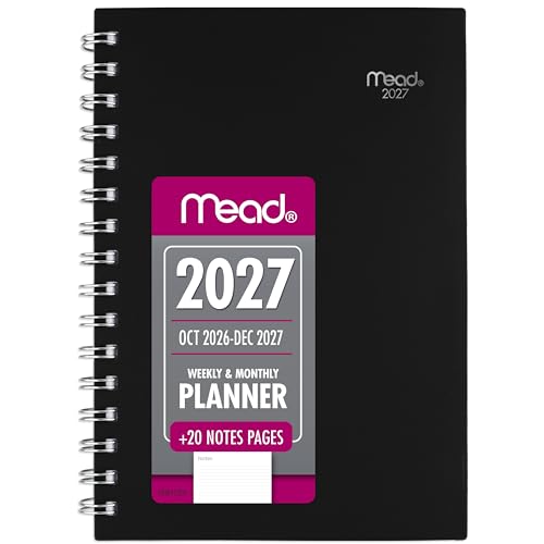 Mead 2027 Planner, Weekly & Monthly, 15-Month Oct-Dec, 5.5" x 8.5", Black (CRW4200527)