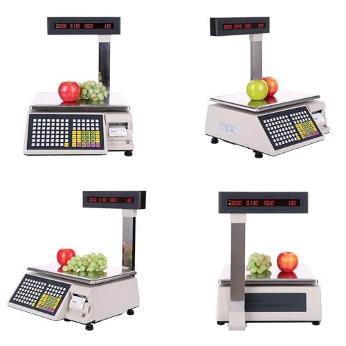 Báscula informática de precios comerciales, caja registradora con báscula electrónica de códigos de barras,báscula para impresora de etiquetas con pantalla LED de doble cara,15kg
