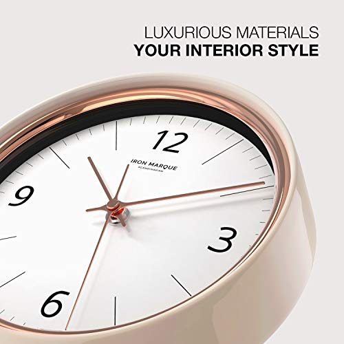 Iron Marque Silent Non Ticking Wall Clock Modern Décor For Home Office (Cream Beige, 9 Inch) #TOP2