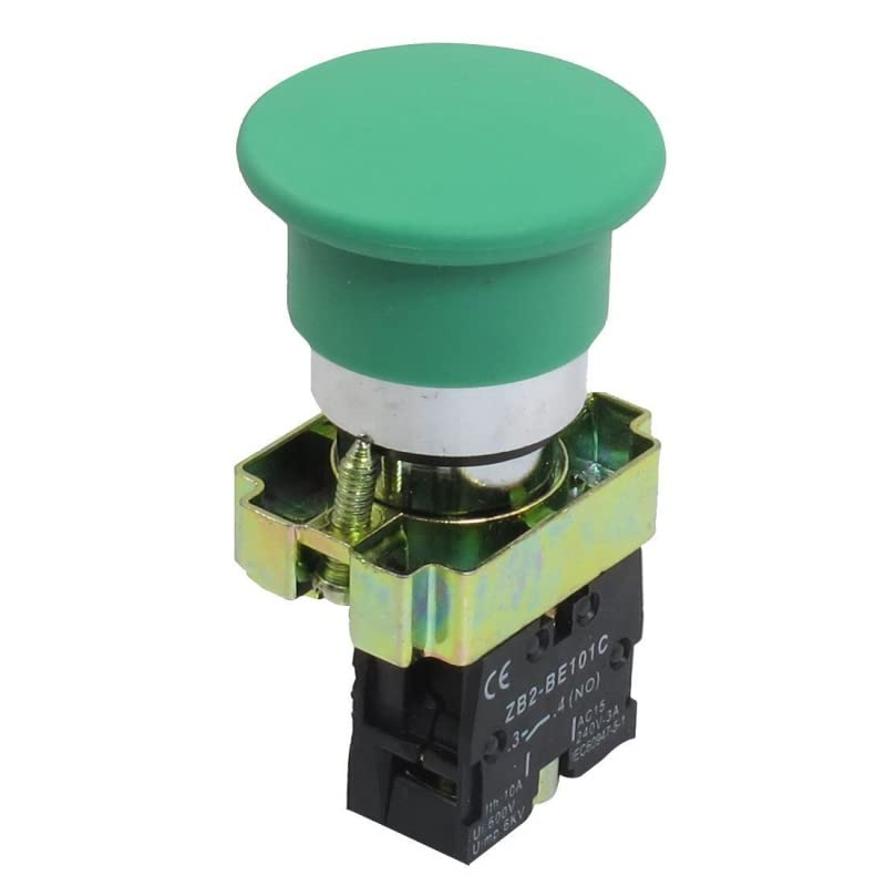 Commutateur 22mm NO bouton champignon vert ZB2-BC31 pour commande d'atelier
