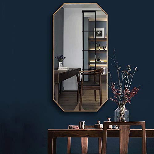 Octagon Mirror Wall Mounted 27.5''X19.6'',Large Black Mirrors For Wall Decor Ornate Mirror,Big Metal Frame Wall Mirror Antique Mirror,Modern Vanity Mirror For Living Room Bathroom Bedroom(Gold) #TOP1