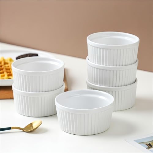 image for ZWYSLFCY Ramekins with Lids 8 oz, Set of 6 Creme Brulee Ramekins with 
