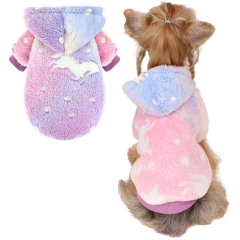 Wansommy Dog Sweater for Small Dogs, Glow in The Dark Dog Hoodie, Soft Flannel Material Dog Clothes for Small Dogs Boy or Girl, Winter Warm Pet Sweater for Chihuahua Yorkie Cat (Pink Star,M) Cover