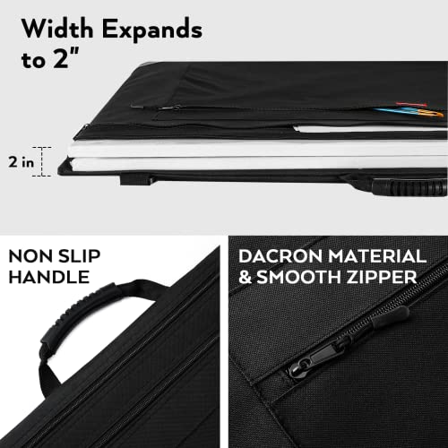 Image of Nicpro Light Weight Art Portfolio Bag, 24x36 Black Art Canvas Portfolio Case with Detachable Shoulder Strap, Leather Corners, Carrying Storage Case for Artwork, Poster, Sketching, and Drawing
