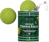 Choc On Choc Chocolate Tennis Balls - Set of 3 Handmade Milk & White Chocolate Balls in Presentation Gift Box - Award-Winning Somerset Chocolates - Ideal Novelty Gift for Tennis Lovers