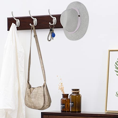 IBosins 32 Pack Silver Coat Hooks Wall Mounted with 64 Screws Retro Double Hooks Utility Silver Hooks for Coat, Scarf, Bag, Towel, Key, Cap, Cup, Hat - Thumbnail 6